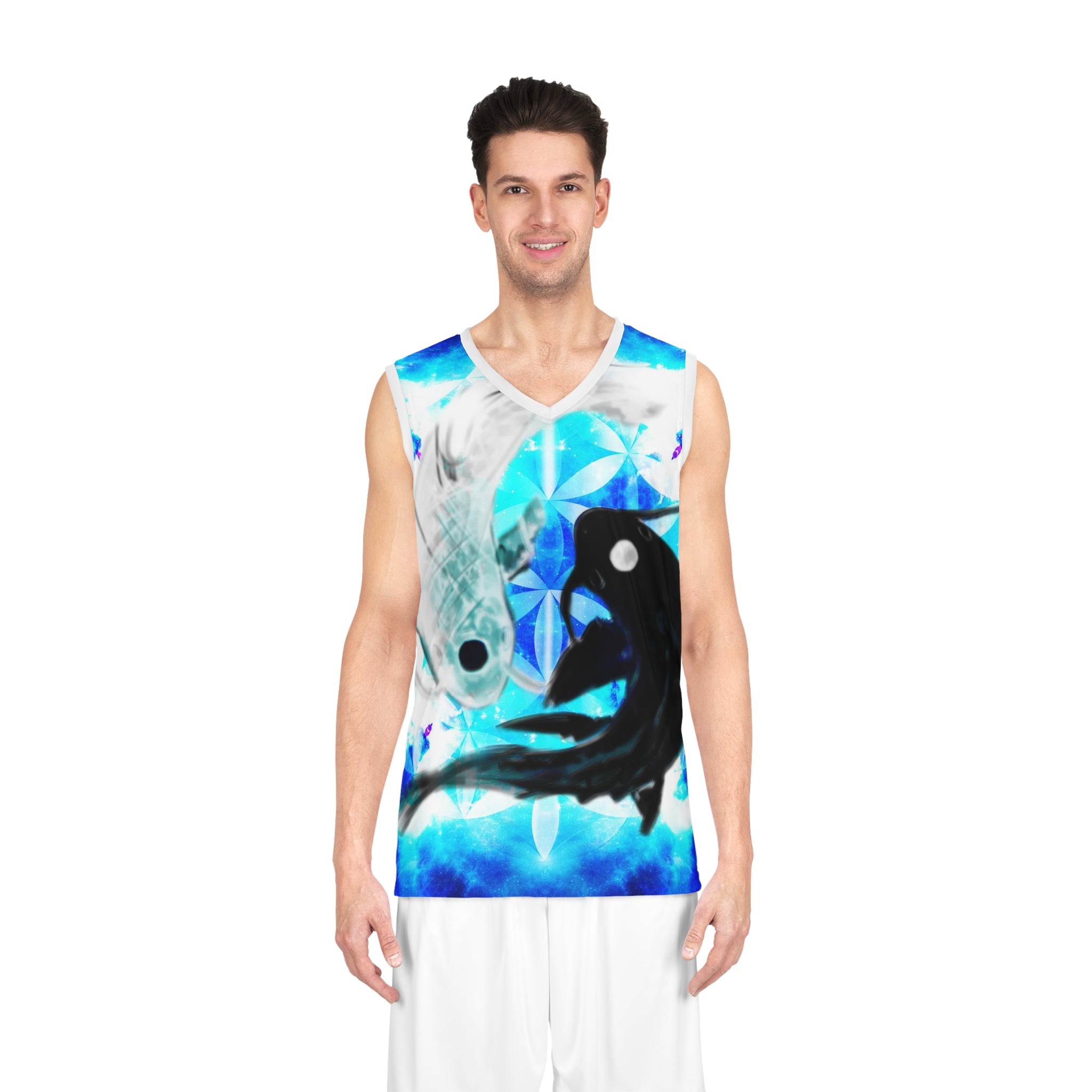 Amen Jin's Mandala of Dragon Fire Koi Meditations Basketball Jersey
