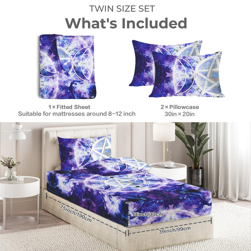 Amen Jin's Katerina's Dracularian Dragoness Triple Goddess Meditations Twin Bedding Set (Fitted Sheet + Pillowcases) | Ships from USA