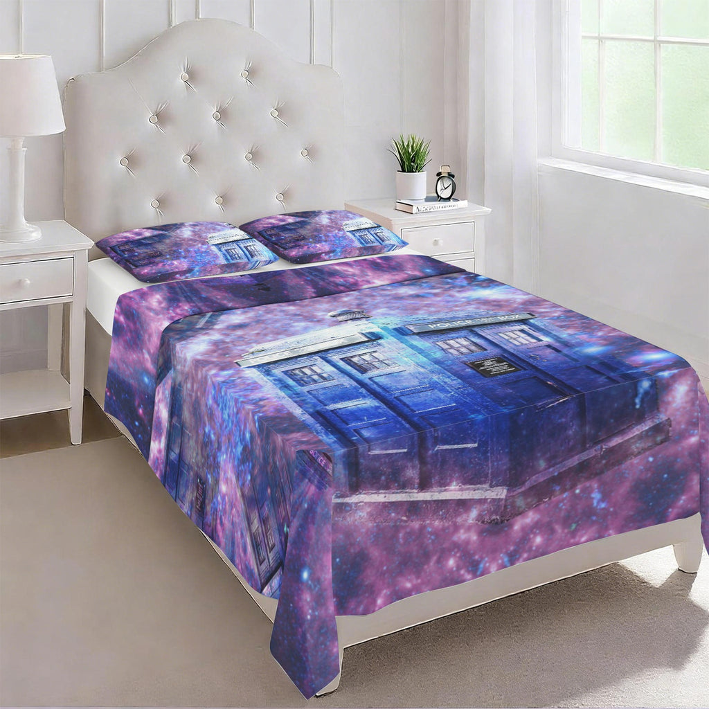 Katerina's Through Time & Space Doctor Desires 3-Piece Bedding Set (Bed Sheet + Pillowcases)  | Ships from USA