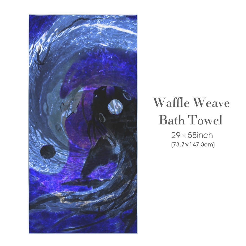 Katerina's Dragon's Eye Koi Desires Waffle Weave Bath Towel 29" x 58" | Ships from USA