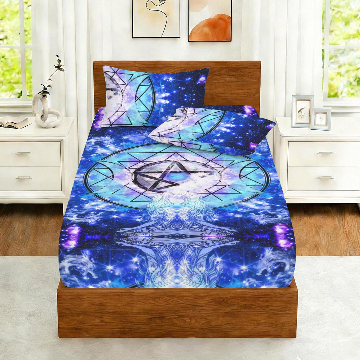 Amen Jin's Katerina's Eros & Psyche Magical Awakening Meditations Twin Bedding Set (Fitted Sheet + Pillowcases) | Ships from USA