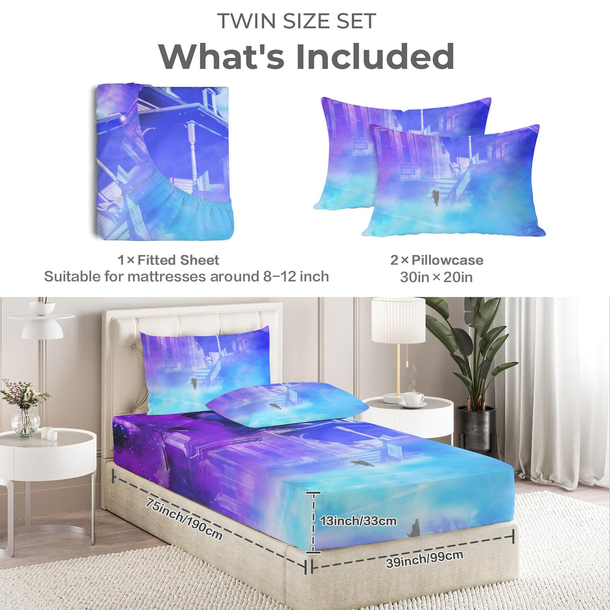 Amen Jin's Katerina's Eros & Psyche Desires Hocus Pocus Dreams Twin Bedding Set (Fitted Sheet + Pillowcases) | Ships from USA