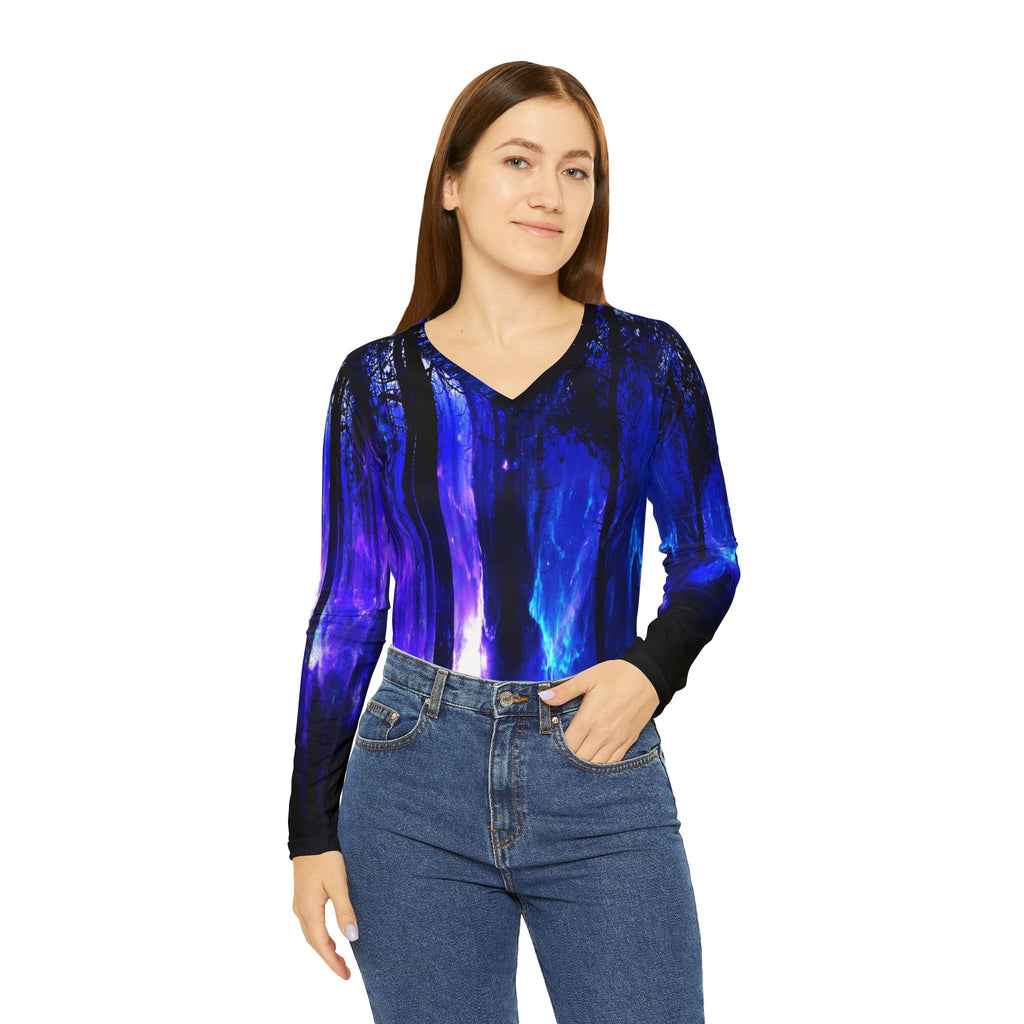 Ad Amoreum Amisi Mystic Night Dreams Long Sleeve V-neck Shirt