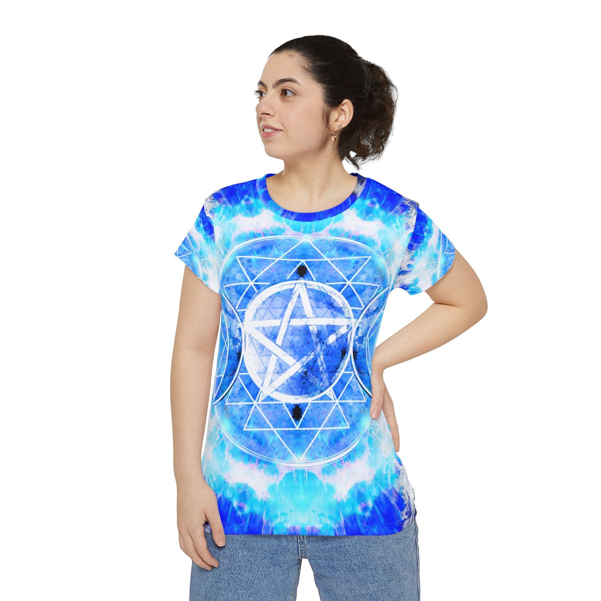Amen Jin's Blue Sun Triple Goddess Meditations Women's Short Sleeve Shirt