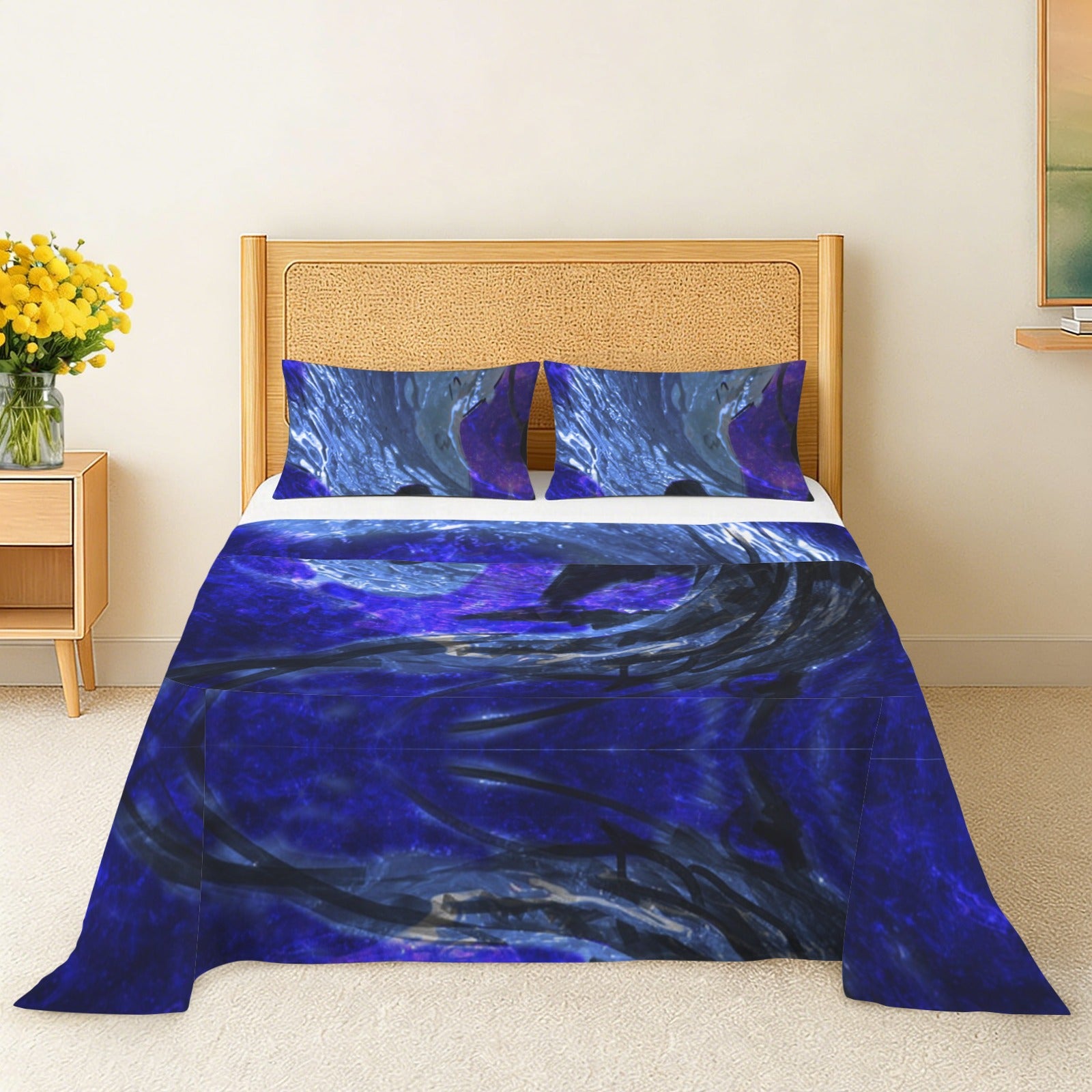 Katerina's Dragon's Eye Koi Desires 3-Piece Bedding Set (Bed Sheet + Pillowcases)  | Ships from USA