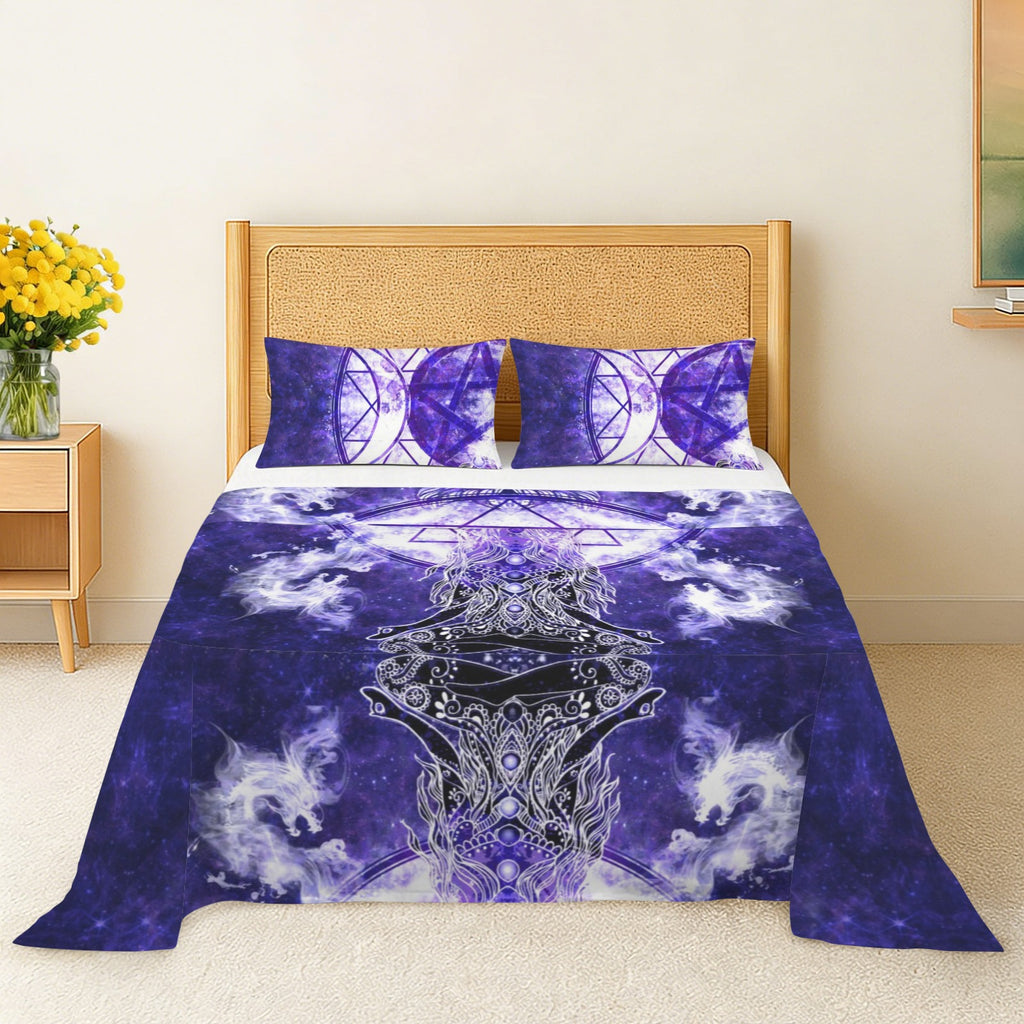 Katerina's Dragon's Eye Magickal Awakening Meditations 3-Piece Bedding Set (Bed Sheet + Pillowcases)  | Ships from USA