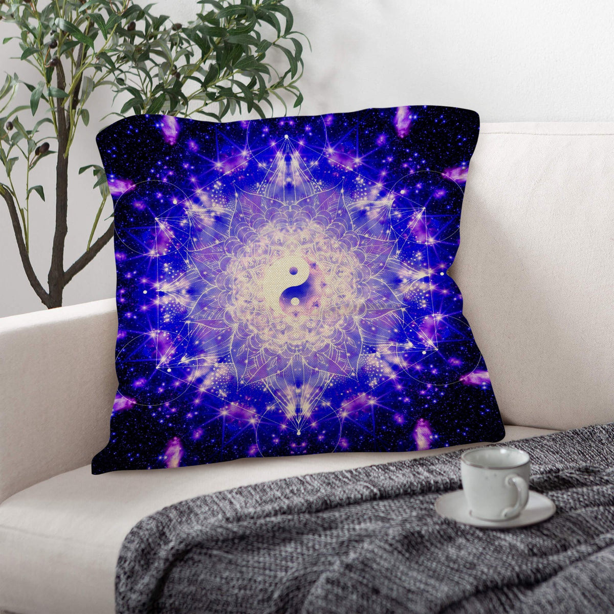 Katerina's Psyche Yin Yang Meditations Linen Throw Pillow 18" x 18" ( 1 Piece ) | Ships from USA