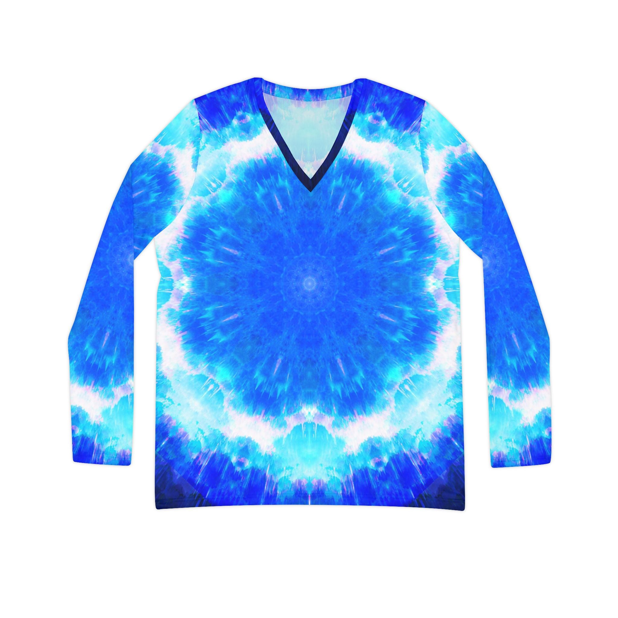 Amen Jin's Blue Sun Desires Long Sleeve V-neck Shirt