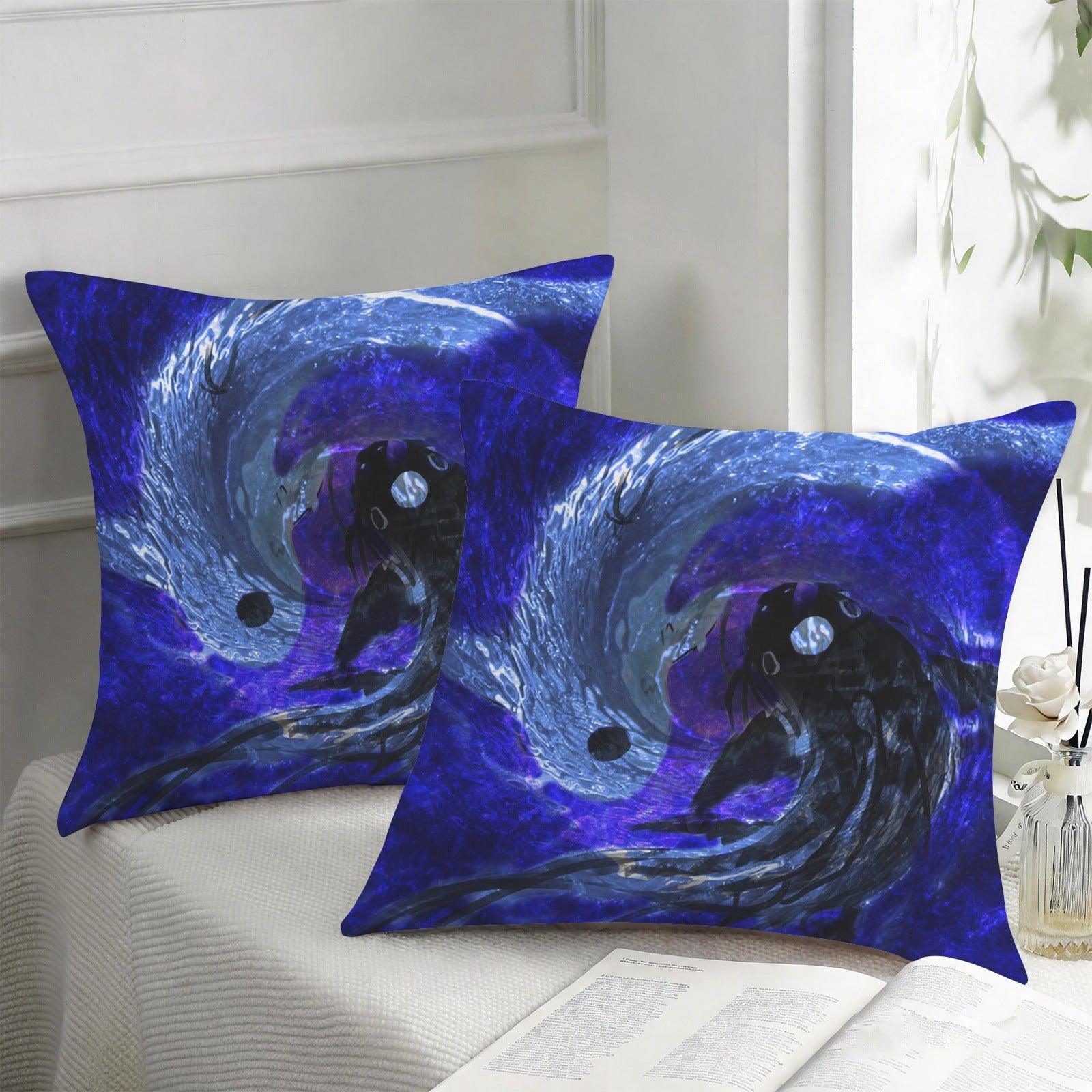 Katerina's Dragon's Eye Koi Desires Custom Pillow Cases 18" x 18" (2-Pack) | Ships from USA