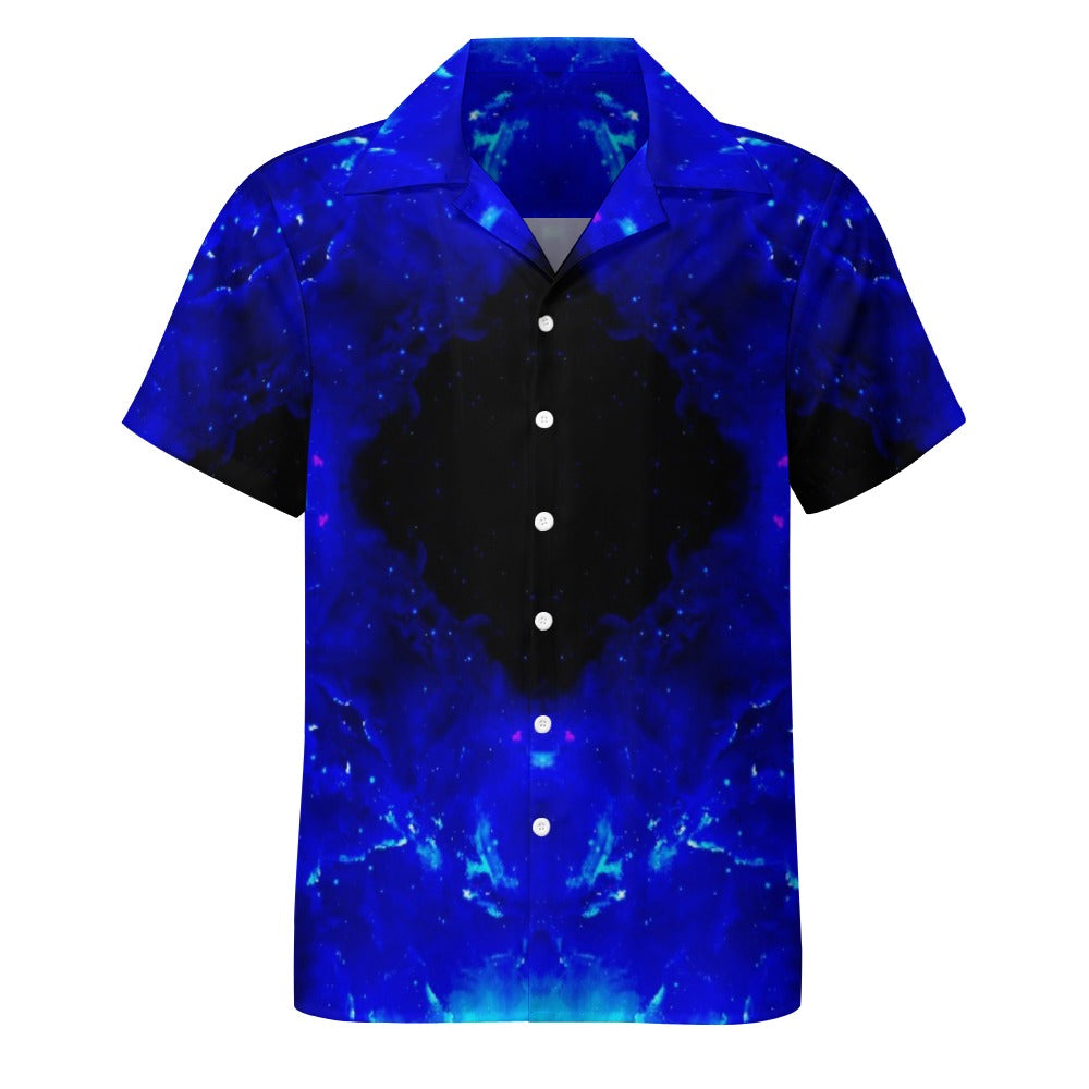 Amen Jin's Blue Fire Desires Cuban collar shirt