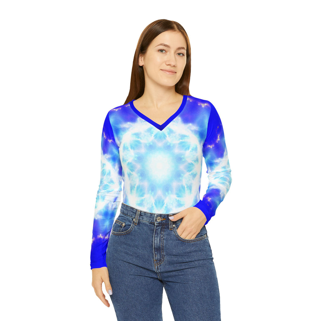 Amen Jin's Dragon's Love Desires Women's Long Sleeve V-neck Shirt