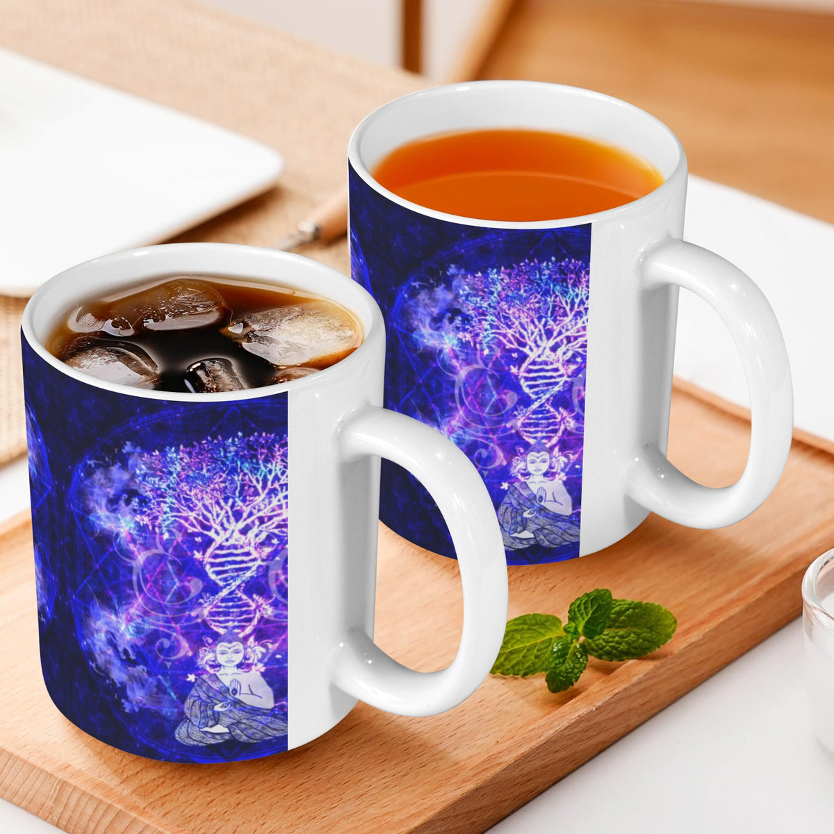 Katerina’s Dragon's Eye Desires Buddha Meditations Custom White Mug(11OZ)(Set of 2) | Ships from USA