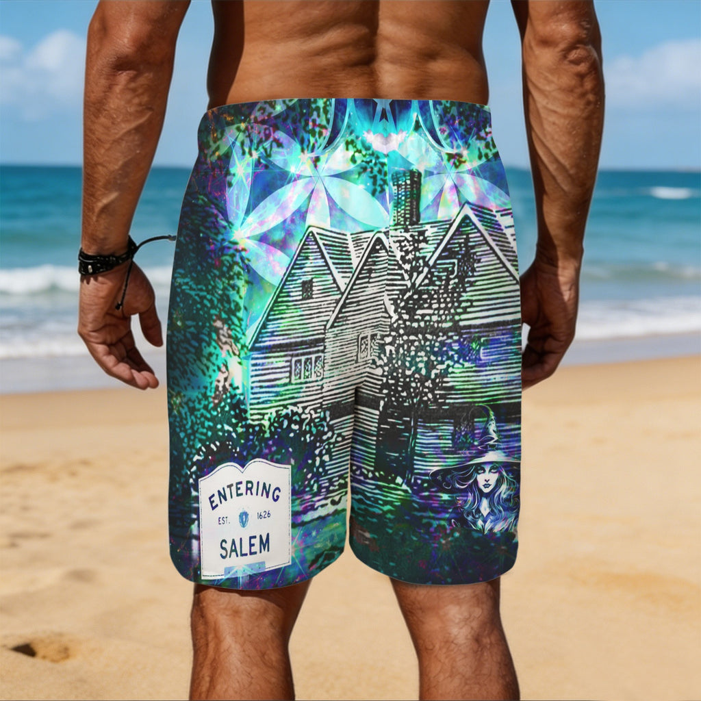 Katerina's Now & Forever Salem Witch Meditations Men's All Over Print Beach Shorts (Sets 26) | Ships from USA