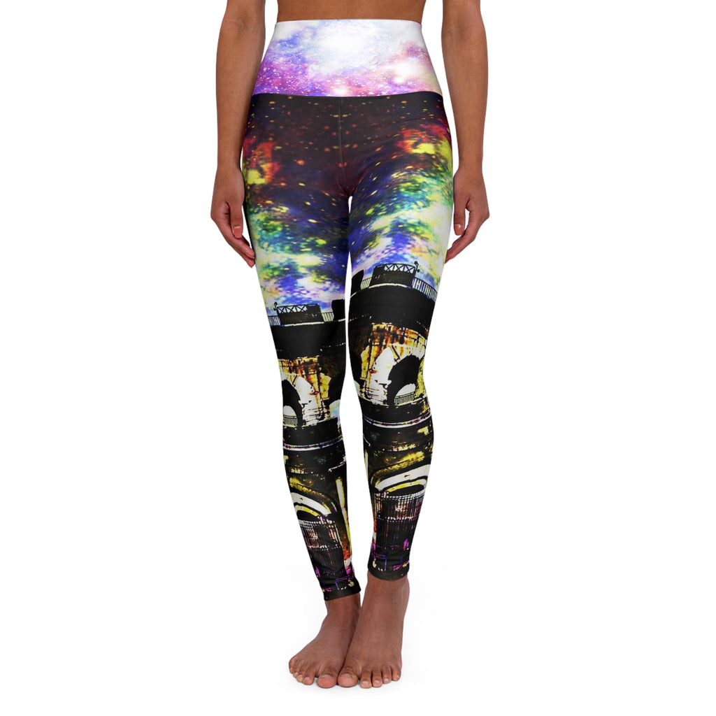 Rainbow Universe Dreams of Roman Patterns Past High Waisted Yoga Leggings