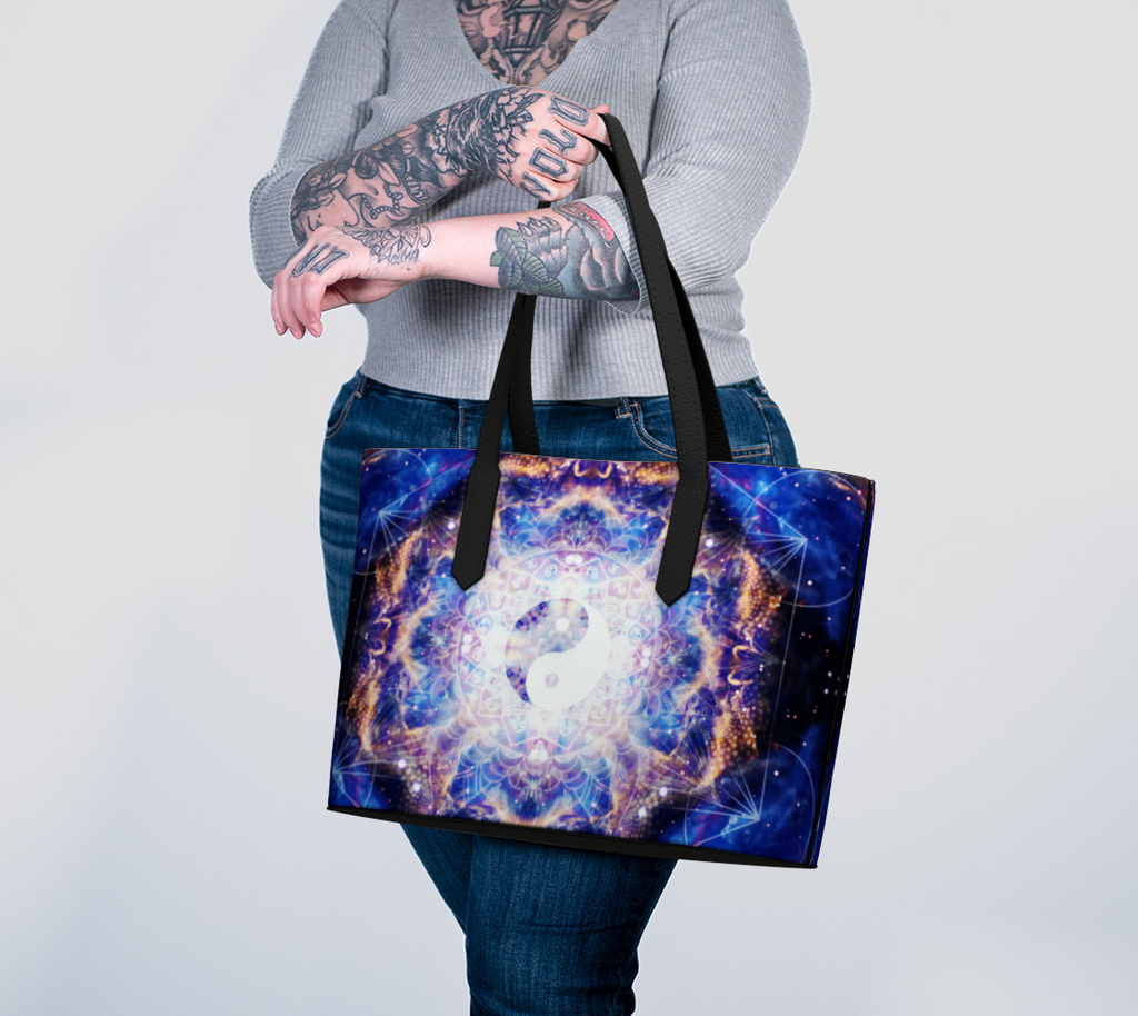 Amen Jin's Forgiveness Desires Yin Yang Meditations Vegan Leather Tote Bag
