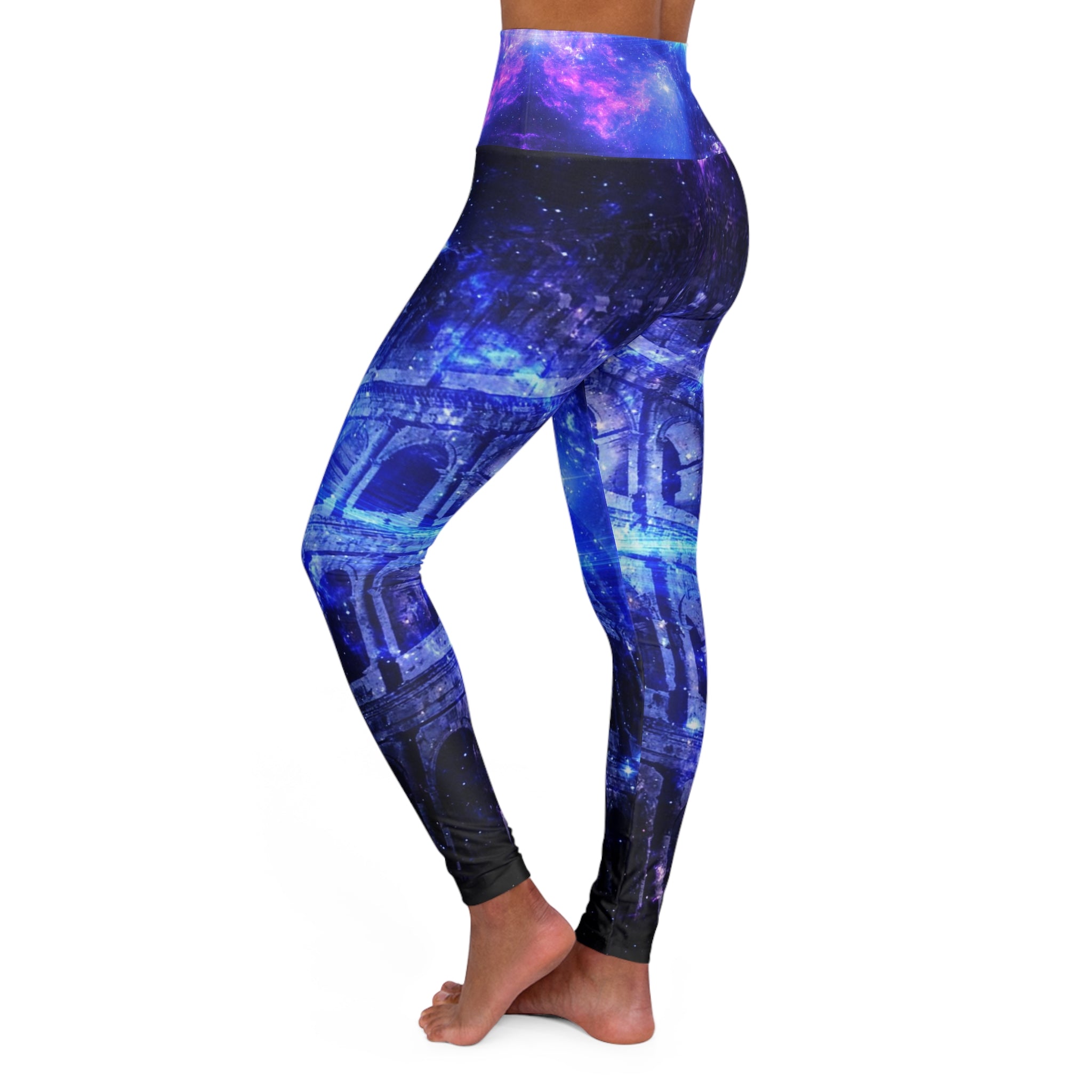 Iridescent Dreams of Roman Patterns Past High Waisted Yoga Leggings