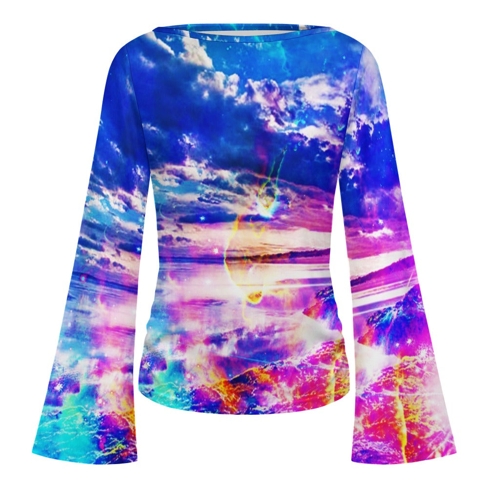 Dancing Sea Dreams Women's Boat Neck Bell Sleeve T-shirt