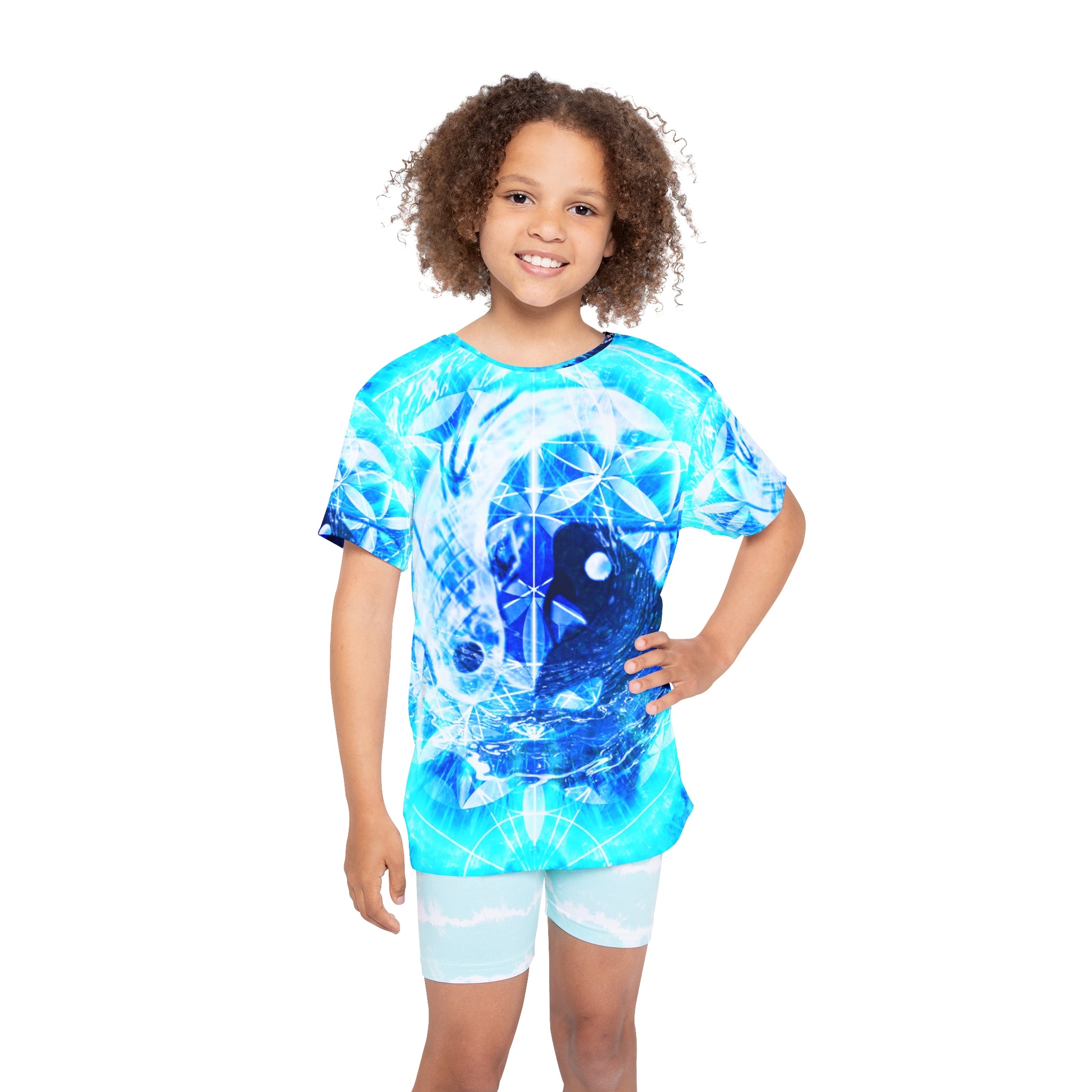 Amen Jin's Blue Fire Koi Meditations Kids Sports Jersey