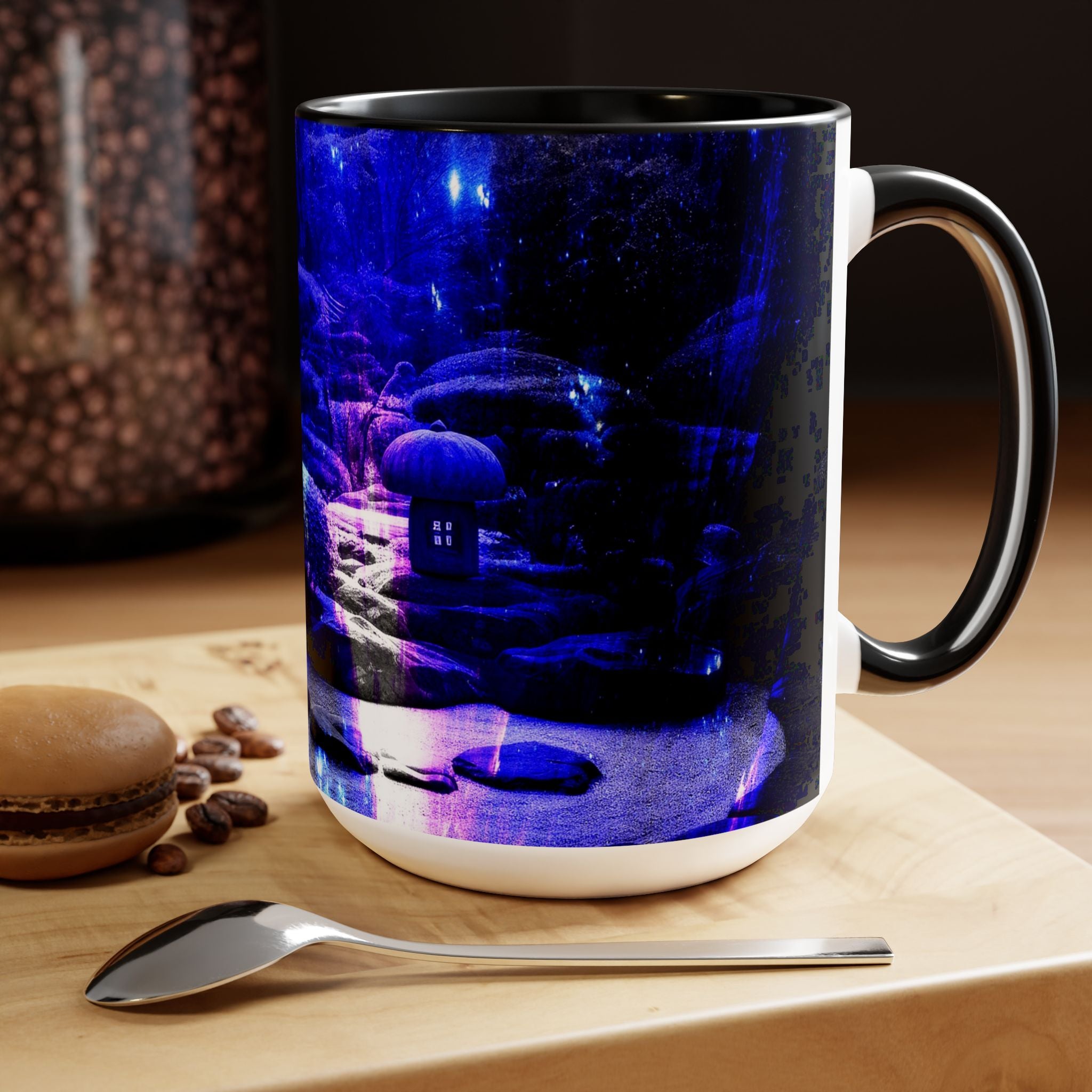 Amethyst Sapphire Tranquil Garden Dreams Two-Tone Coffee Mugs, 15oz