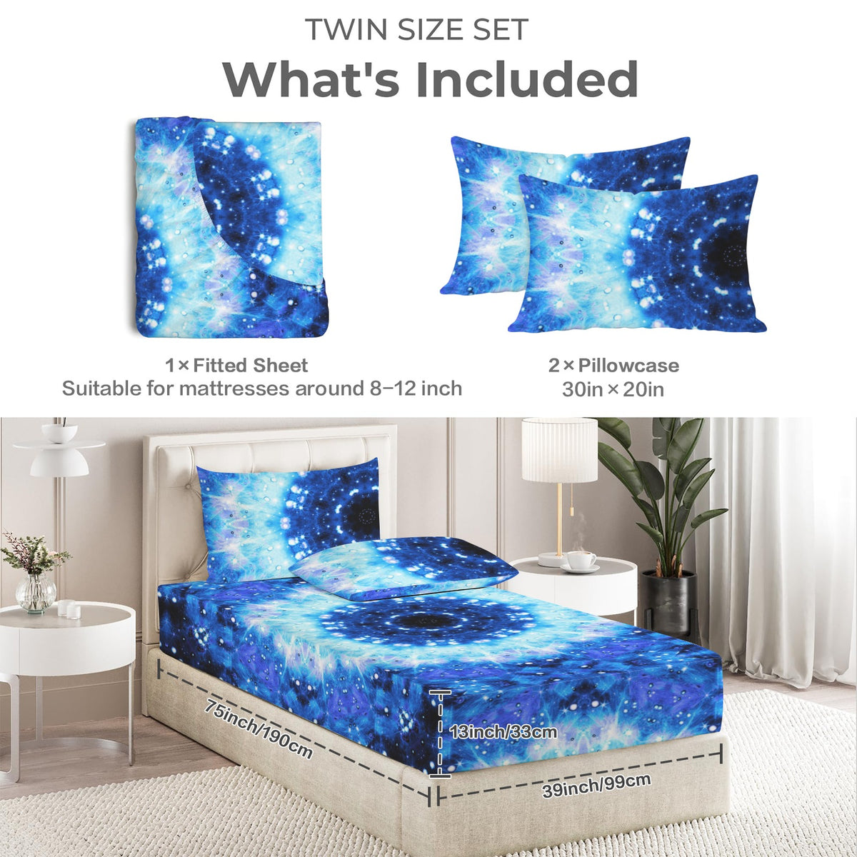 Katerina's Noel Nouvelette Desires Twin Bedding Set (Fitted Sheet + Pillowcases) | Ships from USA