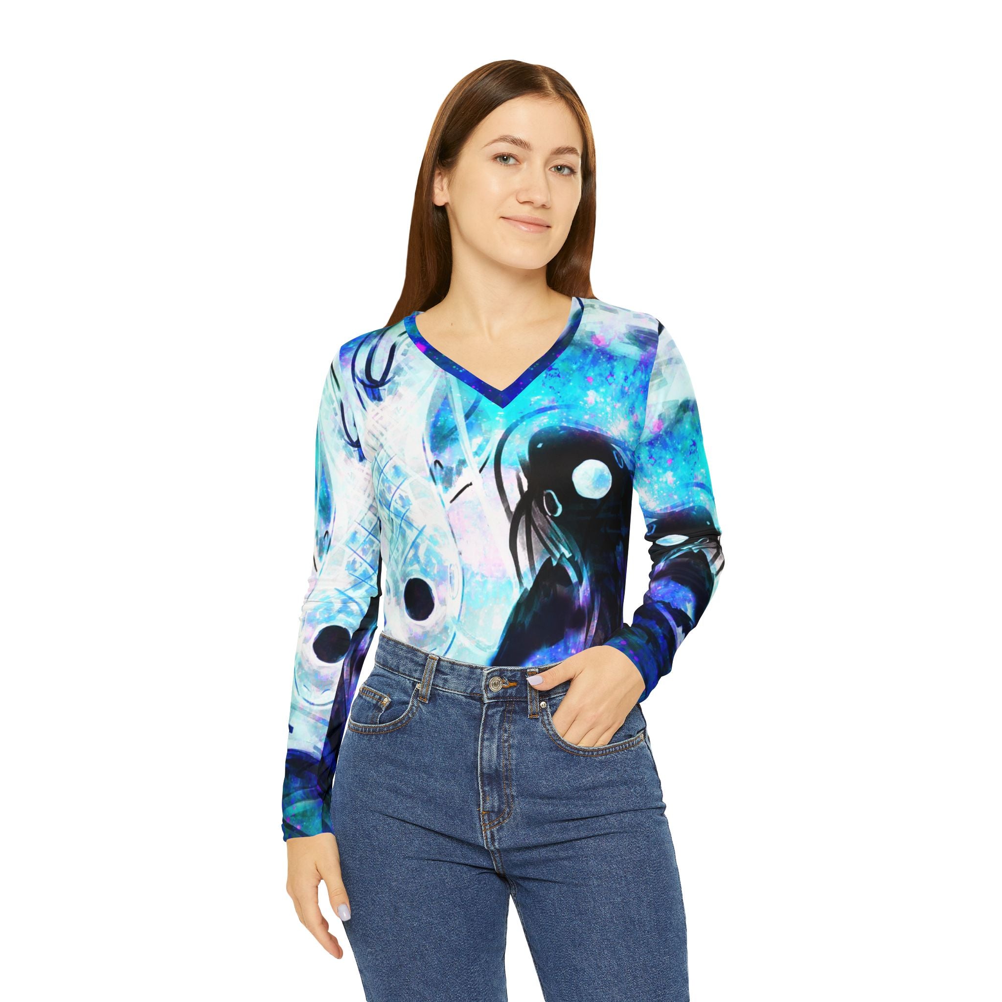 Amen Jin's Memories of Yesterday Desires Koi Dreams Long Sleeve V-neck Shirt