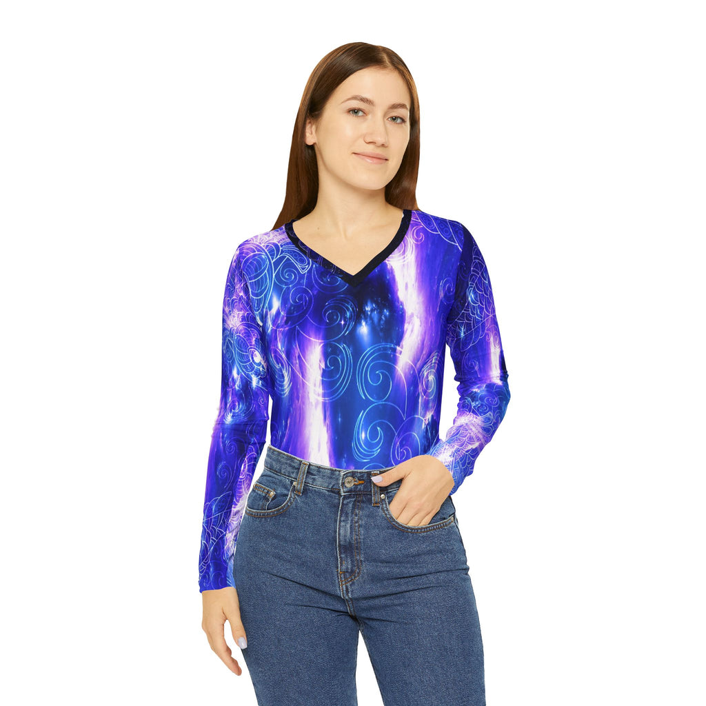 Amethyst Sapphire Koi Dreams Long Sleeve V-neck Shirt