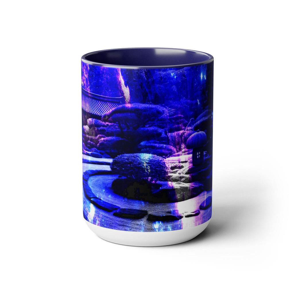 Amethyst Sapphire Tranquil Garden Dreams Two-Tone Coffee Mugs, 15oz