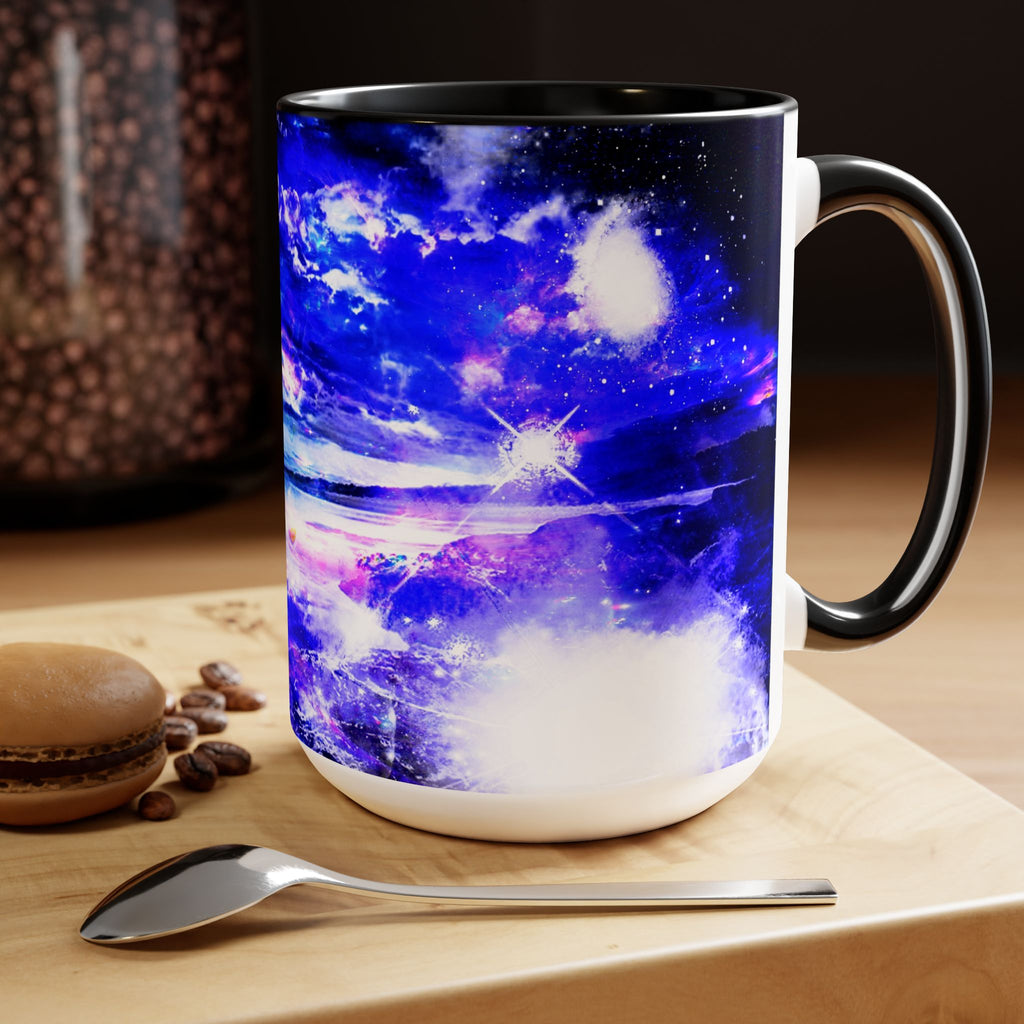 Amethyst Sapphire Dancing Sea Dreams Two-Tone Coffee Mugs, 15oz