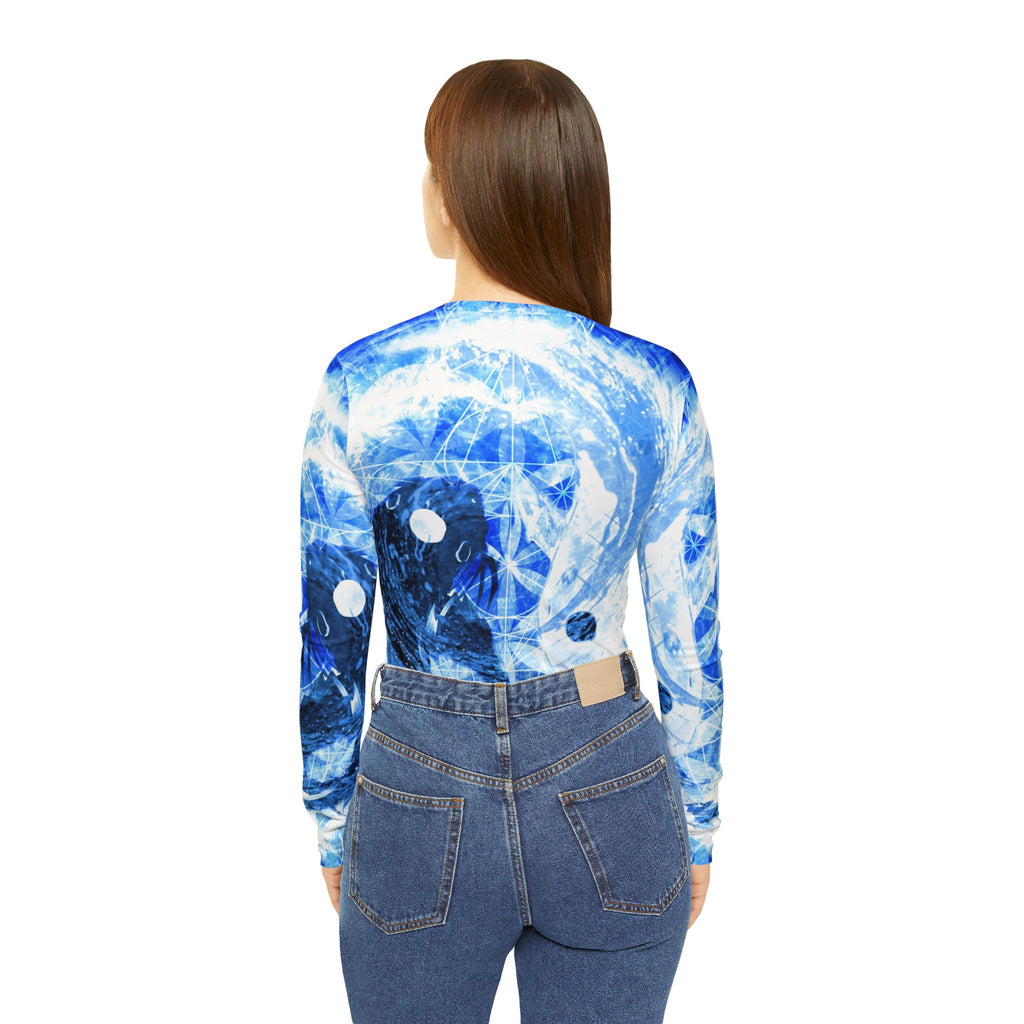 Amen Jin's Blue Sun Koi Meditations Women's Long Sleeve V-neck Shirt