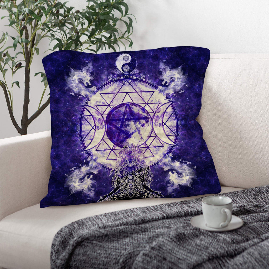 Katerina's Dragon's Eye Magickal Awakening Meditations Linen Throw Pillow 18" x 18" ( 1 Piece ) | Ships from USA