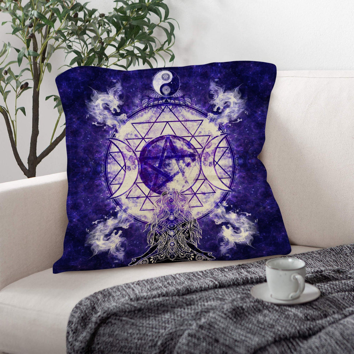 Katerina's Dragon's Eye Magickal Awakening Meditations Linen Throw Pillow 18" x 18" ( 1 Piece ) | Ships from USA