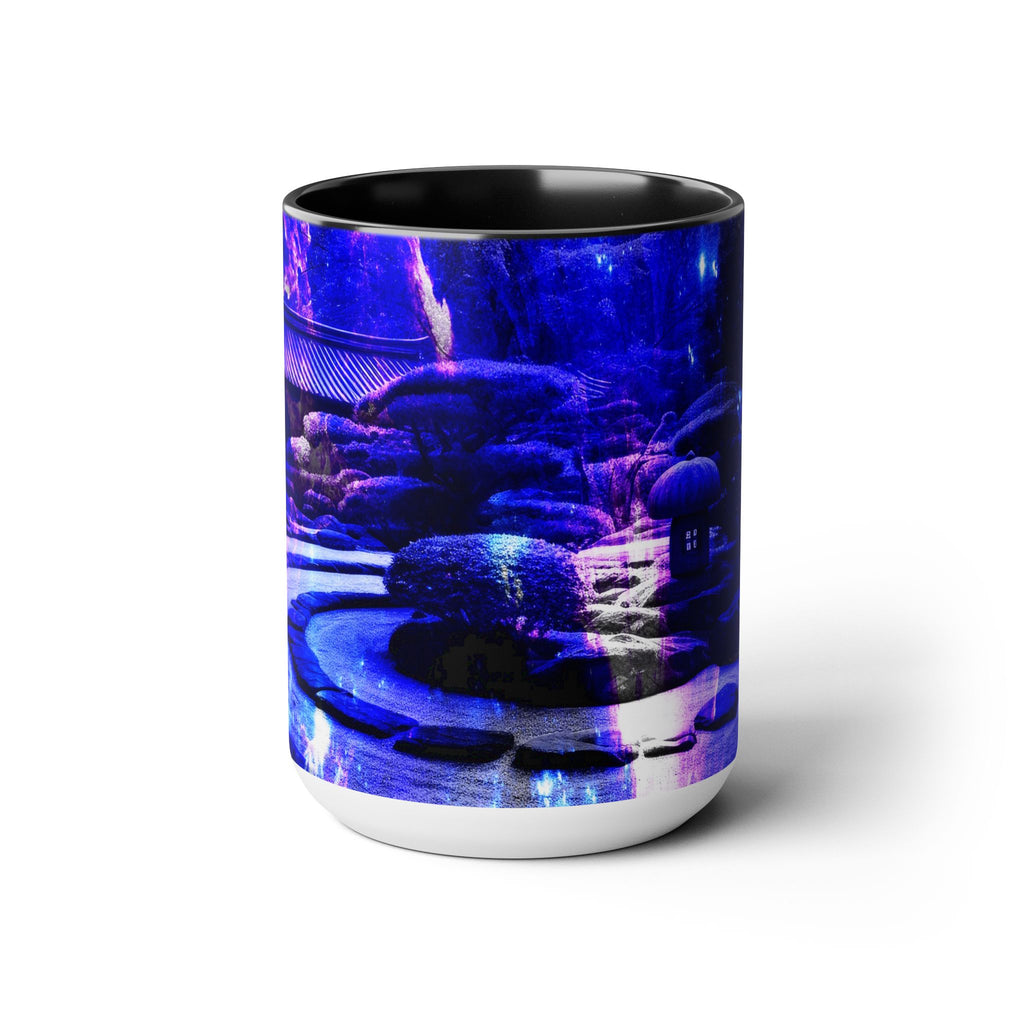Amethyst Sapphire Tranquil Garden Dreams Two-Tone Coffee Mugs, 15oz