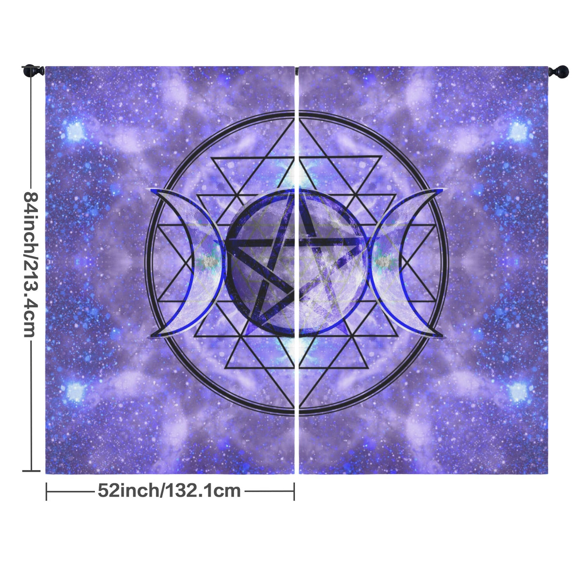 Katerina's Triple Goddess Magickal Desires Floor-To-Ceiling Curtain 52x84inch | Ships from USA