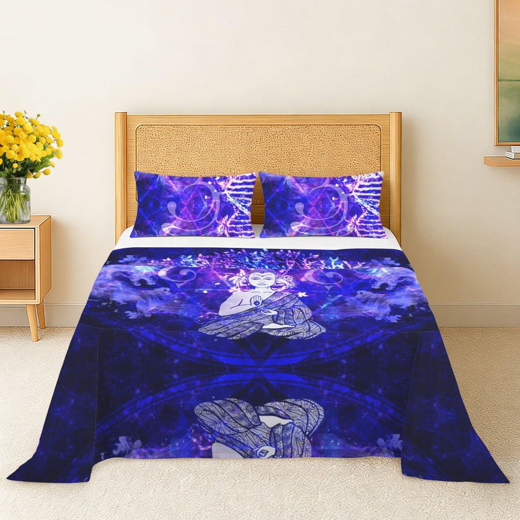 Katerina’s- Dragon's Eye Desires Buddha Meditations 3-Piece Bedding Set (Bed Sheet + Pillowcases)  | Ships from USA