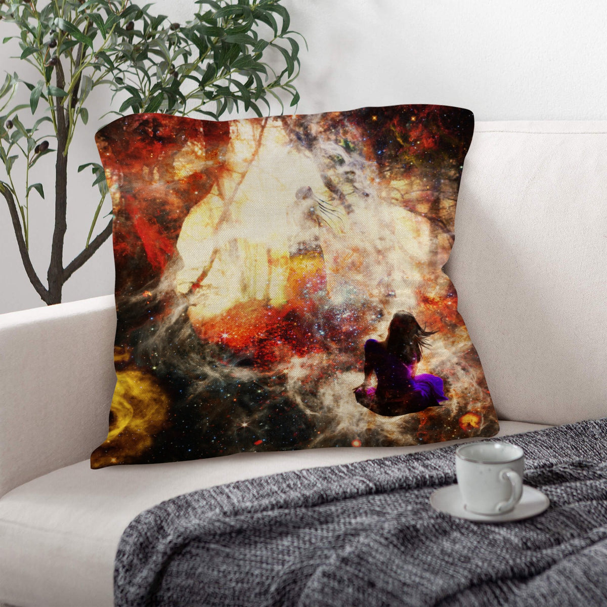 Hallow's Hocus Pocus Dreams Linen Throw Pillow 18" x 18" ( 1 Piece ) | Ships from USA