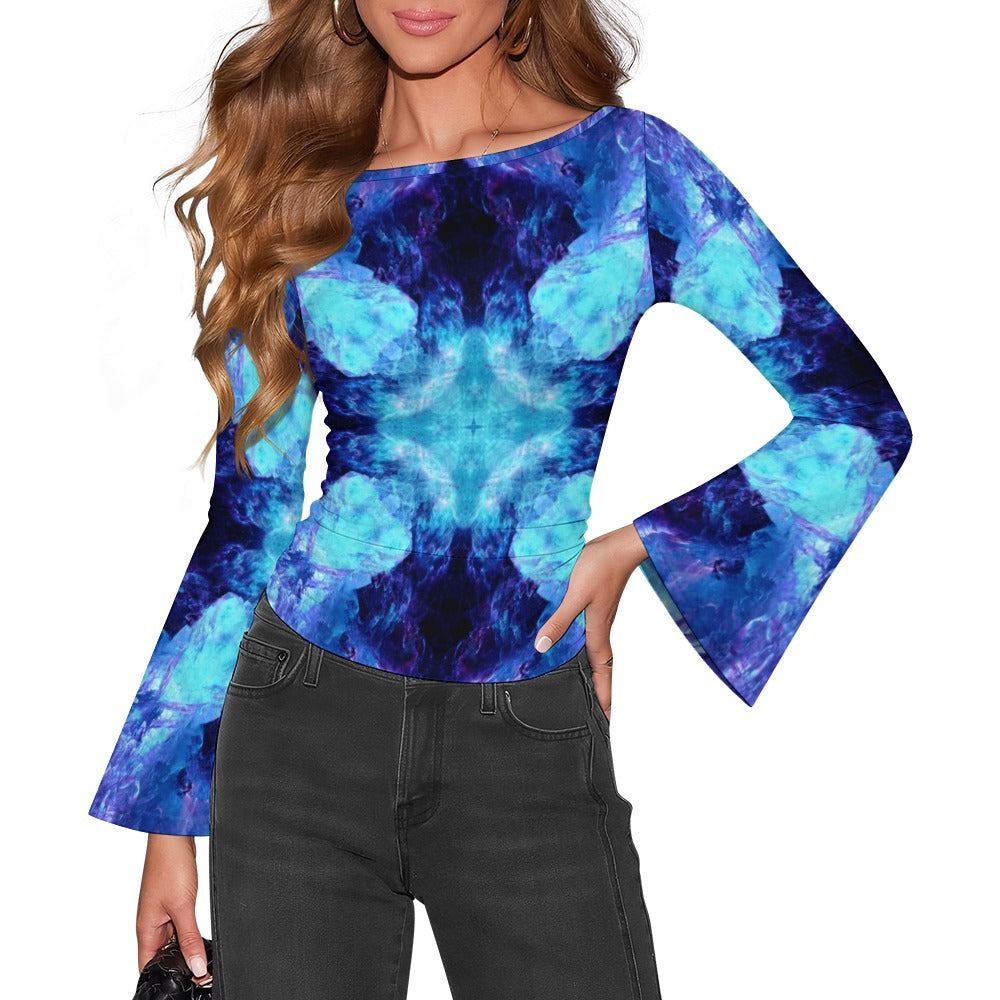 Amen Jin's Dragon's Gate Desires Women's Boat Neck Bell Sleeve T-shirt