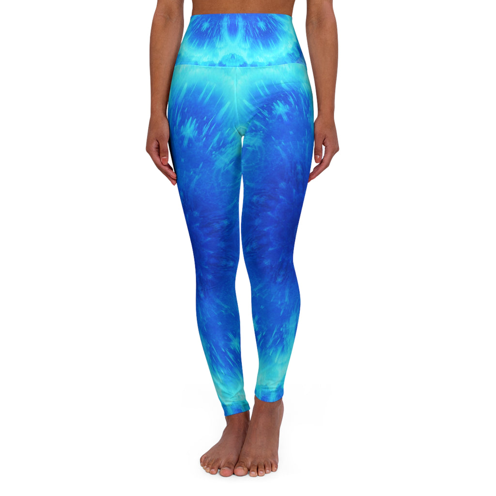 Amen Jin's Blue Fire Desires High Waisted Yoga Leggings