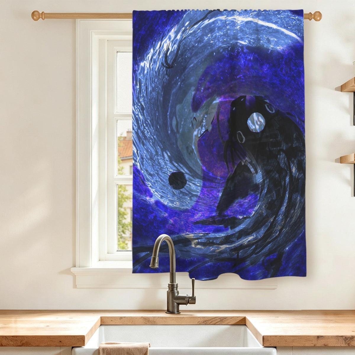 Katerina's Dragon's Eye Koi Desires Window Curtain 27.6" x 39.4" ( 1 Piece ) | Ships from USA