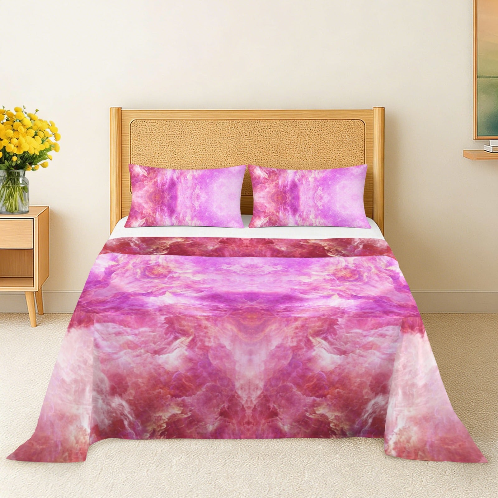 Katerina's Unconditional Desires 3-Piece Bedding Set (Bed Sheet + Pillowcases)  | Ships from USA