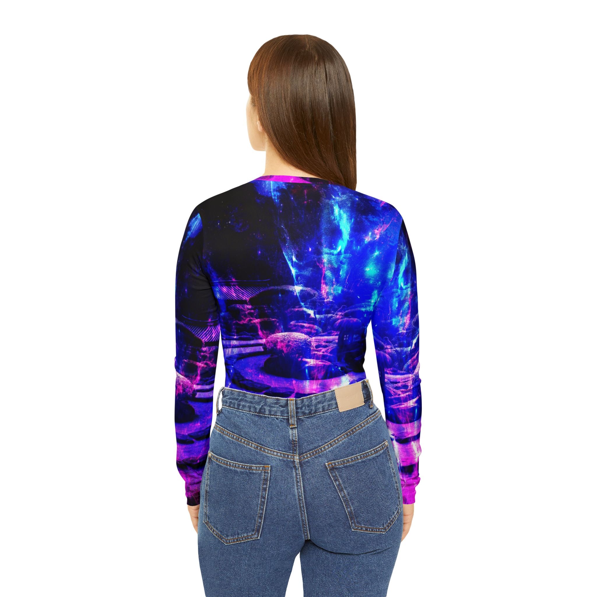 Amethyst Tranquil Garden Dreams Women's Long Sleeve V-neck Shirt