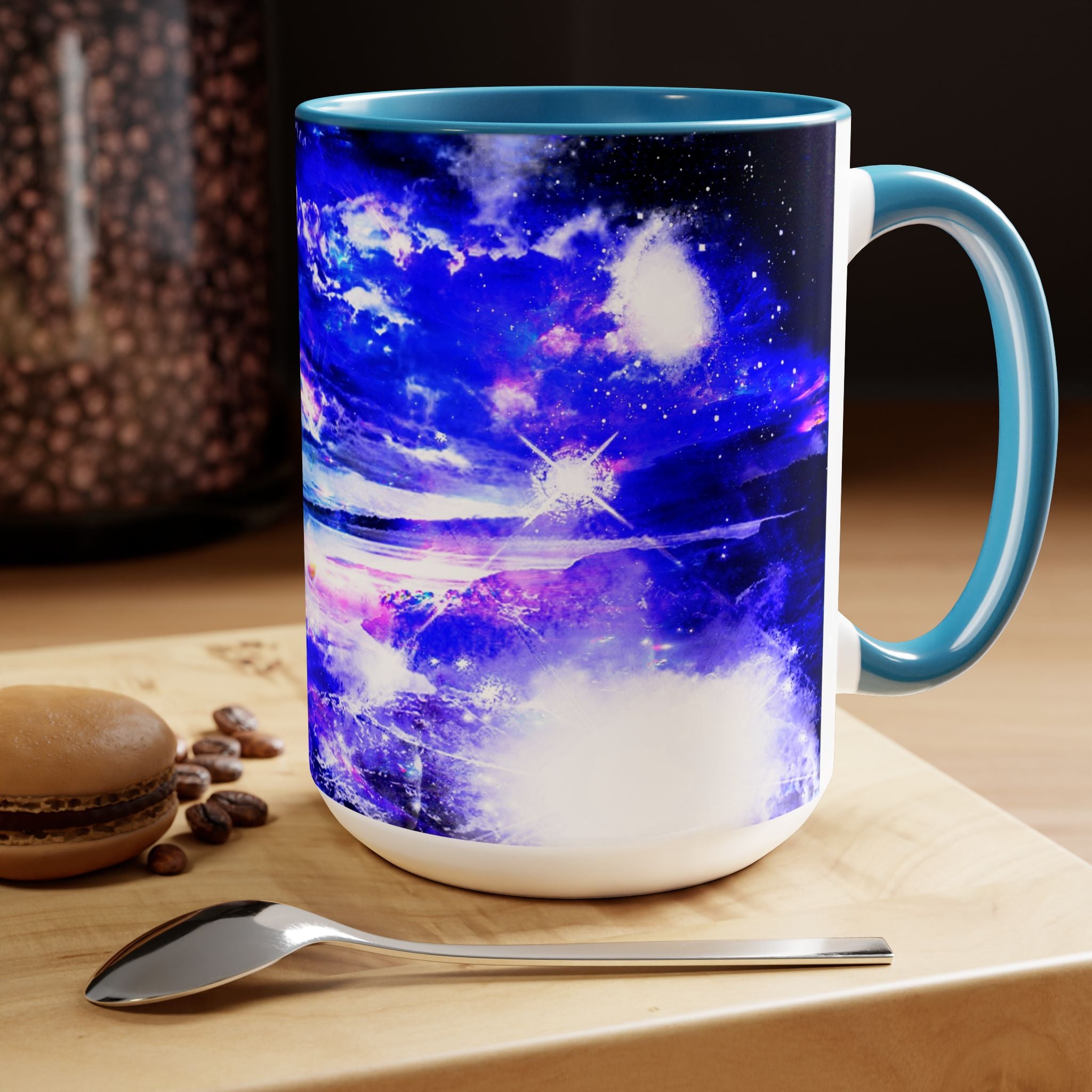 Amethyst Sapphire Dancing Sea Dreams Two-Tone Coffee Mugs, 15oz