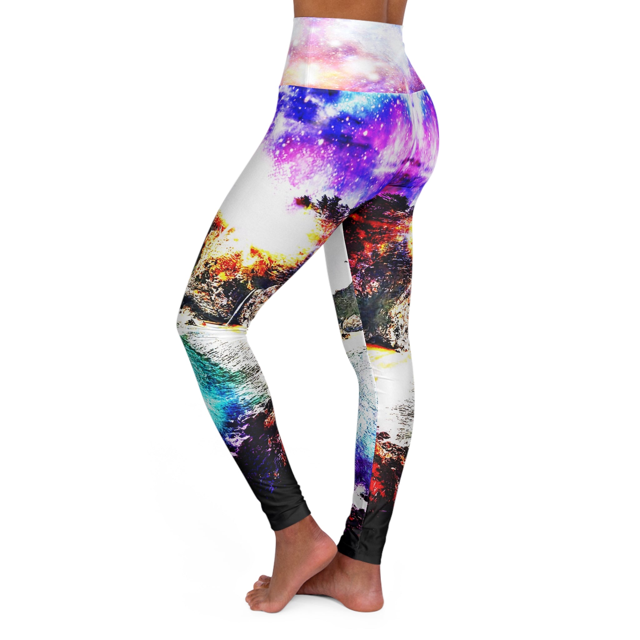 Rainbow Universe Hideaway Cove Dreams High Waisted Yoga Leggings
