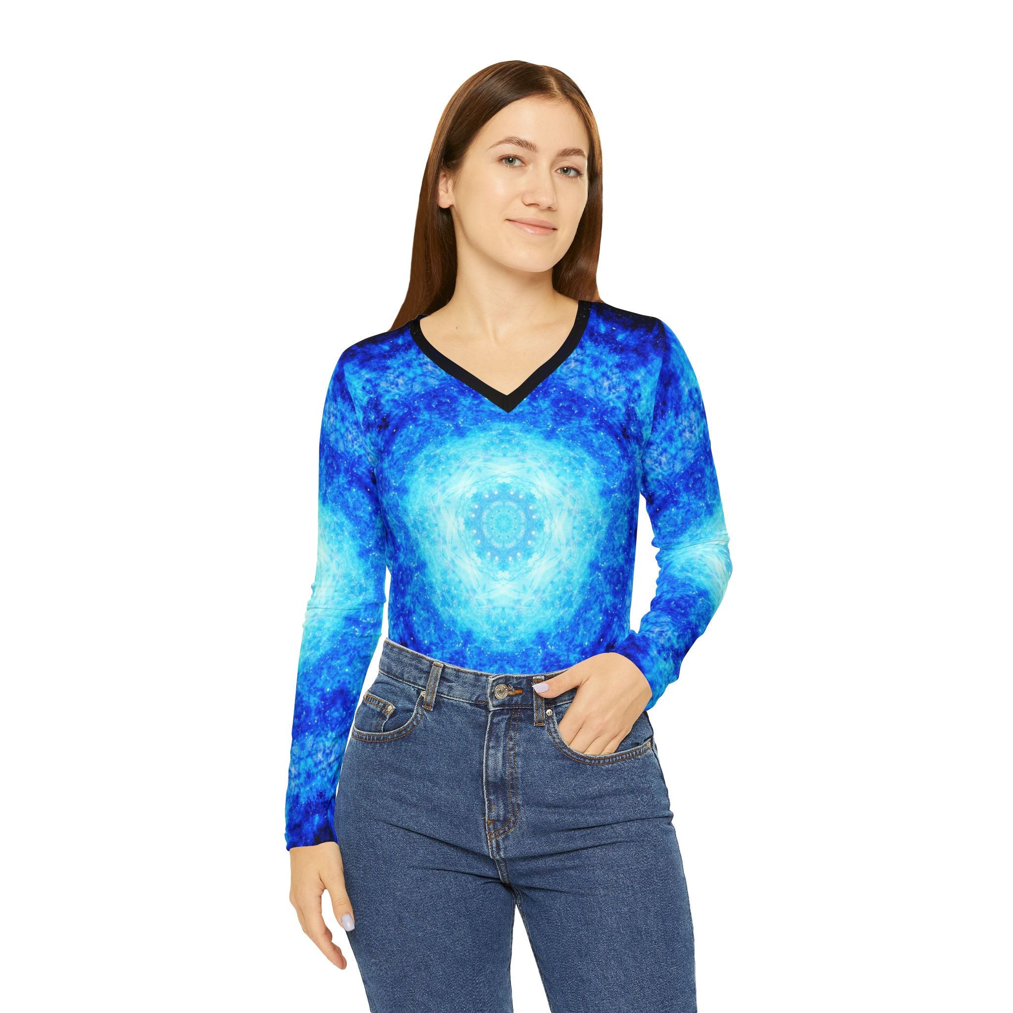 Lexi's Noel Nouvelet Desires Long Sleeve V-neck Shirt