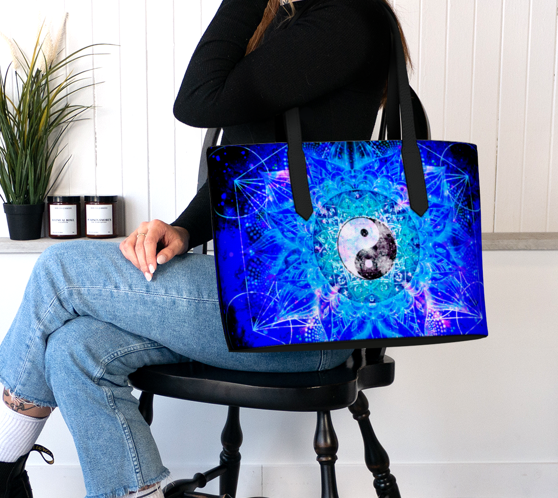 Amen Jin's Memories of Yesterday Desires Yin Yang Meditations Vegan Leather Tote Bag