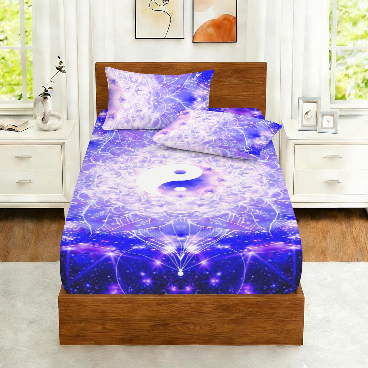 Katerina's Psyche Yin Yang Meditations Twin Bedding Set (Fitted Sheet + Pillowcases) | Ships from USA