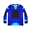 Amen Jin's Blue Flame Desires Long Sleeve V-neck Shirt
