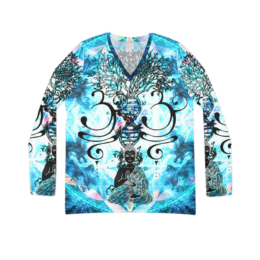 Amen Jin's all the White Horses Buddha Meditations Long Sleeve V-neck Shirt