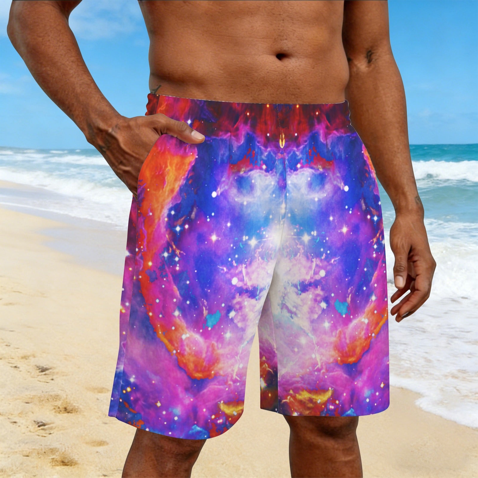 Katerina's Cassandra Desires Men's All Over Print Beach Shorts (Sets 26) | Ships from USA