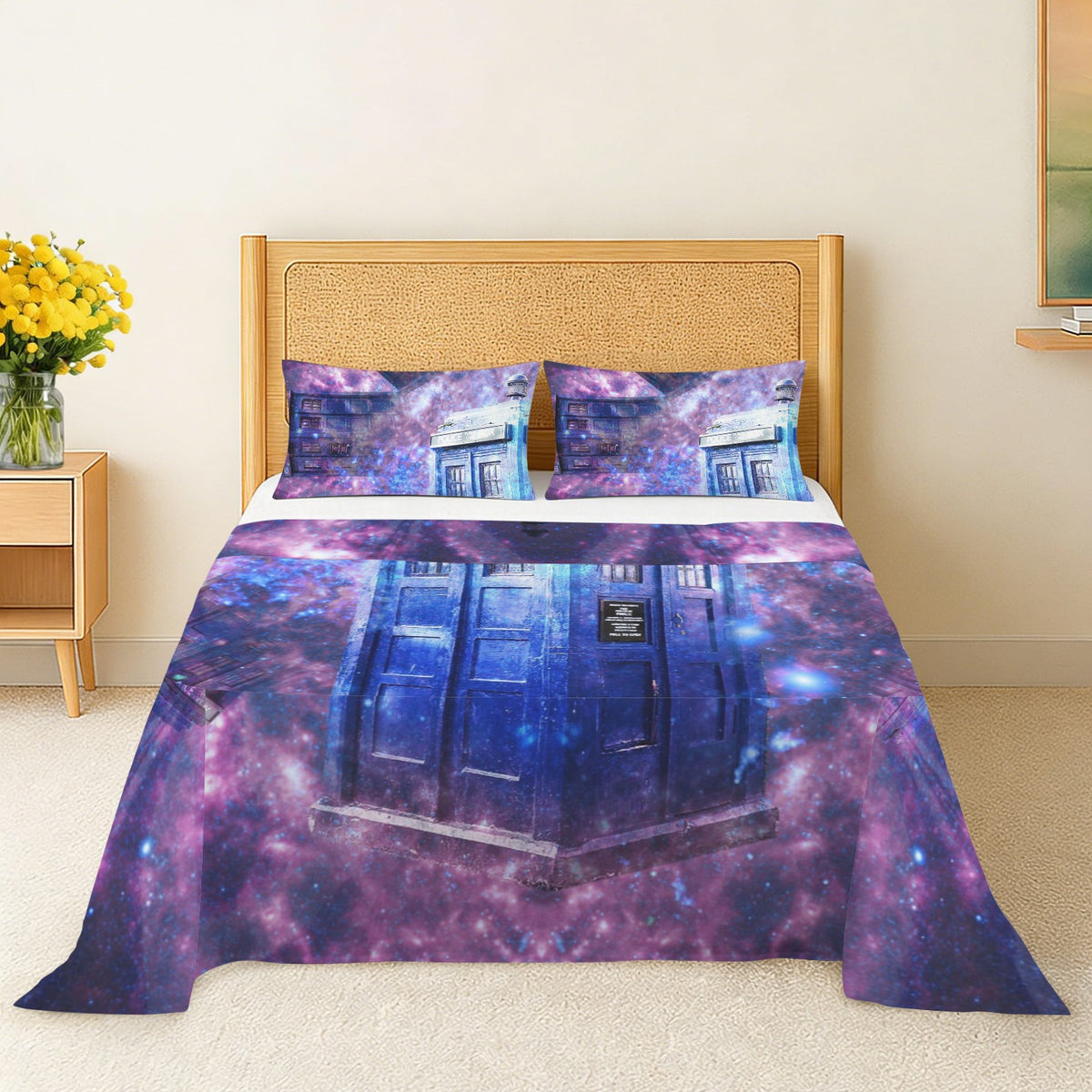 Katerina's Through Time & Space Doctor Desires 3-Piece Bedding Set (Bed Sheet + Pillowcases)  | Ships from USA