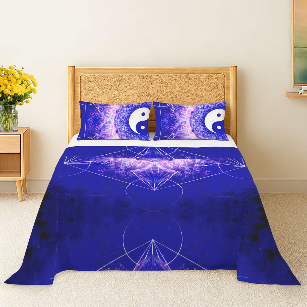 Katerina's Uncertainty in Time & Space Yin Yang Meditations 3-Piece Bedding Set (Bed Sheet + Pillowcases)  | Ships from USA